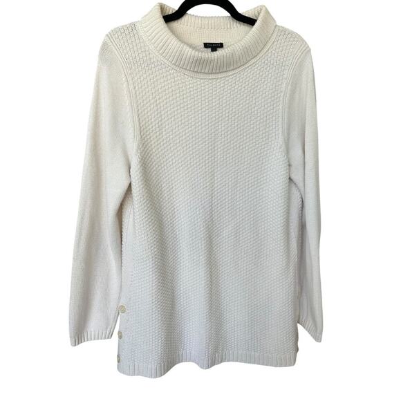 Talbots Women's Cream Textured Sabrina Cowl Neck Sweater Size Large - Picture 3 of 8